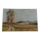 Painting oil on panel landscape mountains signed