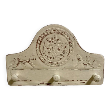 Patère murale vintage bohème – bois patiné, pièce unique