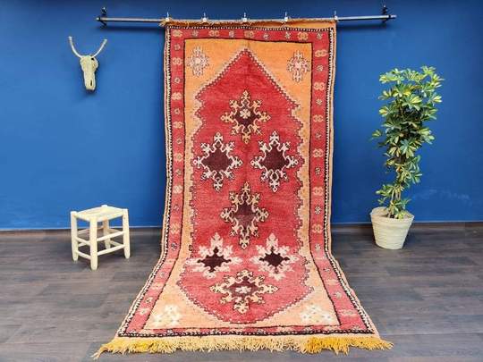 Moroccan carpet boujad orange 150 x 315 cm