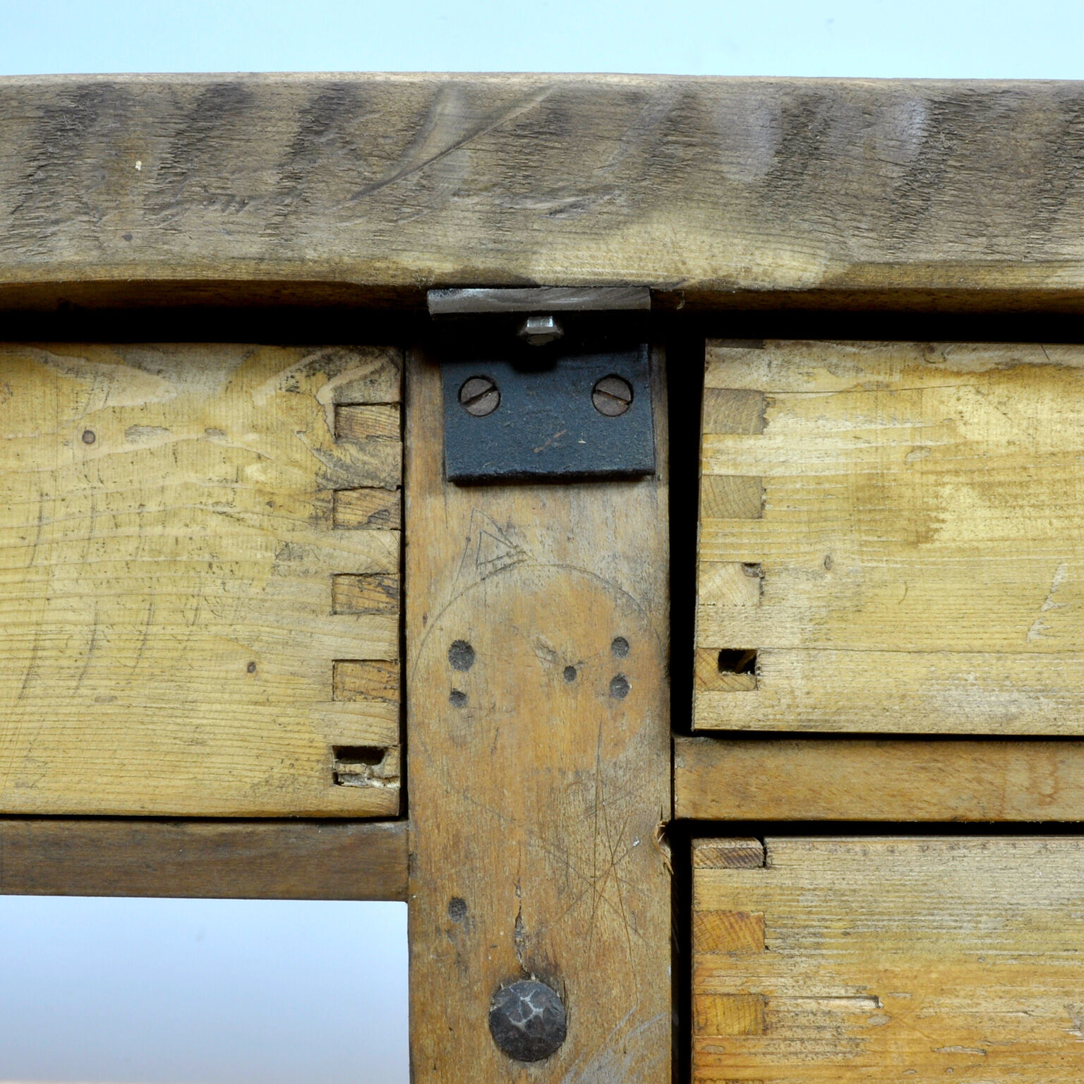 Table de travail industrielle en bois, années 1950
