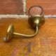 Antique Wall Lamp Lantern Gold Metal + Vintage Glass Cylinder #C528