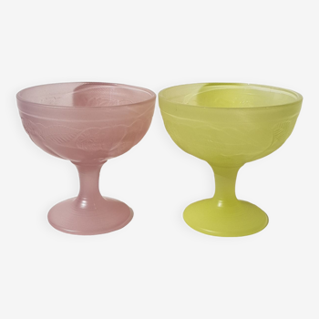 Set de 2 coupelles à dessert vintage en verre opalin dépoli opalin par luminarc