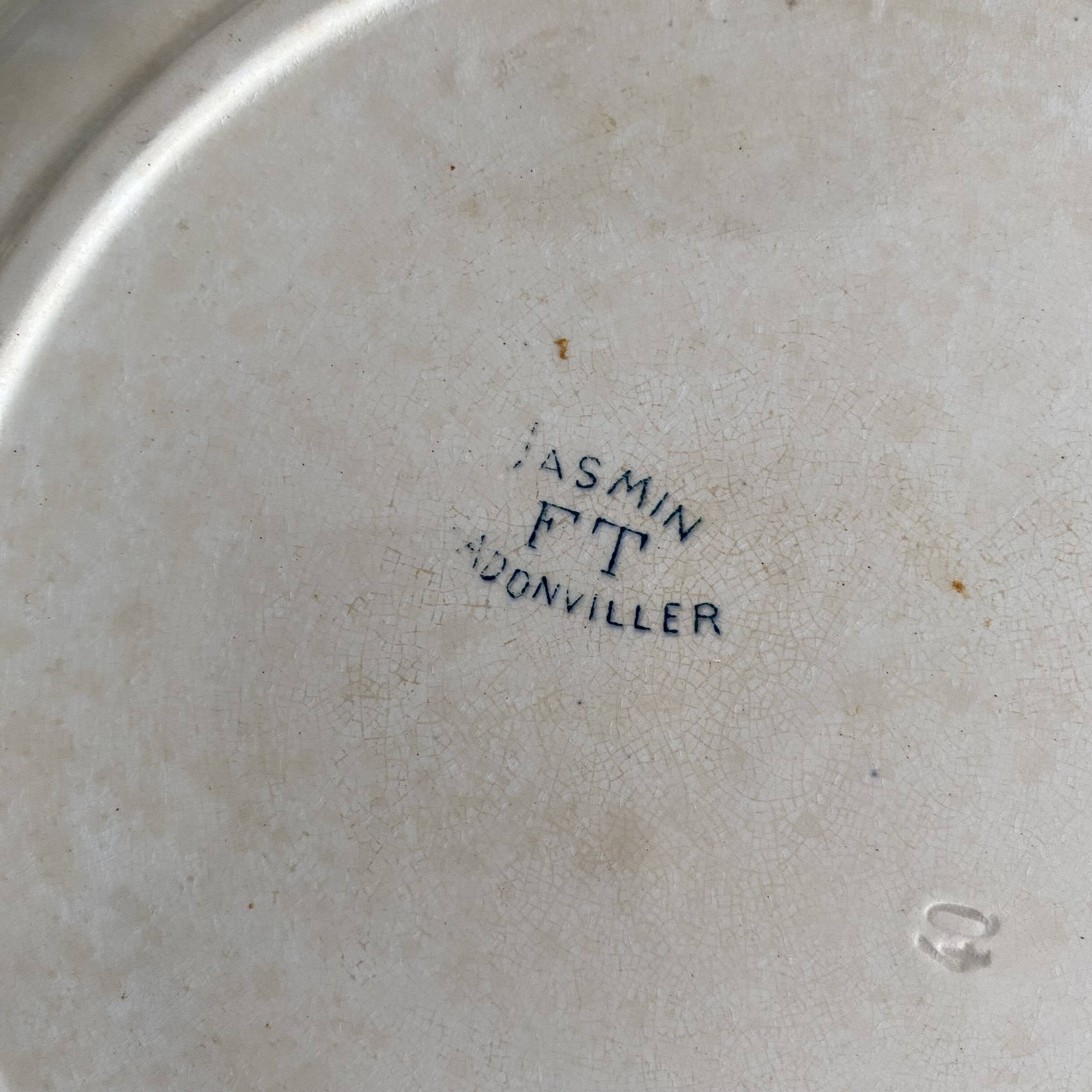 Round ironstone dish Badonviller "Jasmin" butterfly