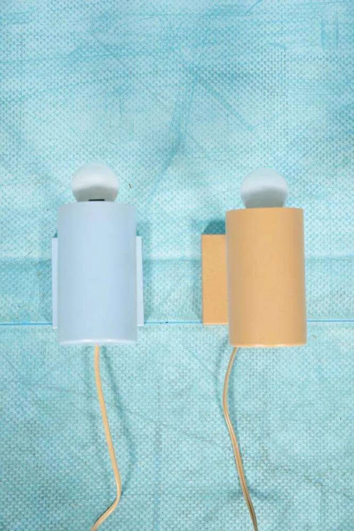 Vintage set of Danish wall lamps Fog&Mørup pastel Jo Hammerborg