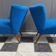 ensemble de 2 chaises de cocktail bleues des années 1960