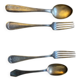 Two sets of silver-plated cutlery.