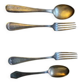 Two sets of silver-plated cutlery.