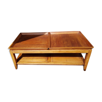 Table basse puzzle teck bambou