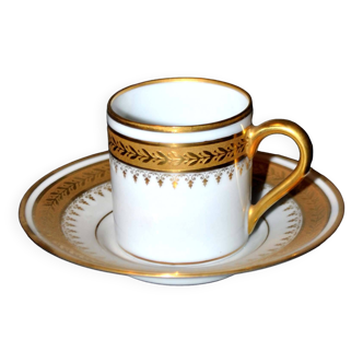 Tasse litron en porcelaine de Limoges par A. Prévot - Frises en Incrustation d'or