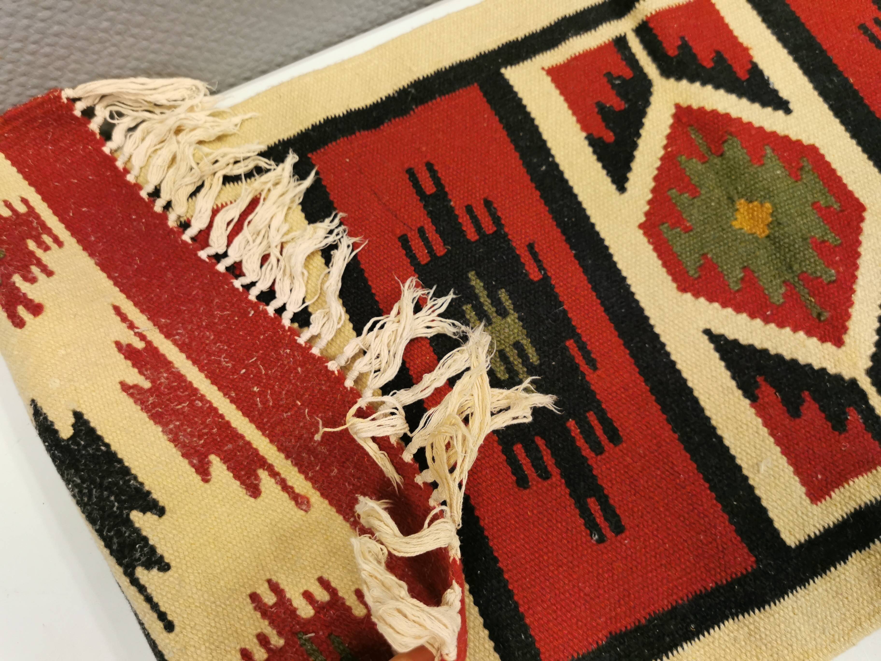 Beautifully woven Swedish wool rug in beautiful colours, estimated 1970s.