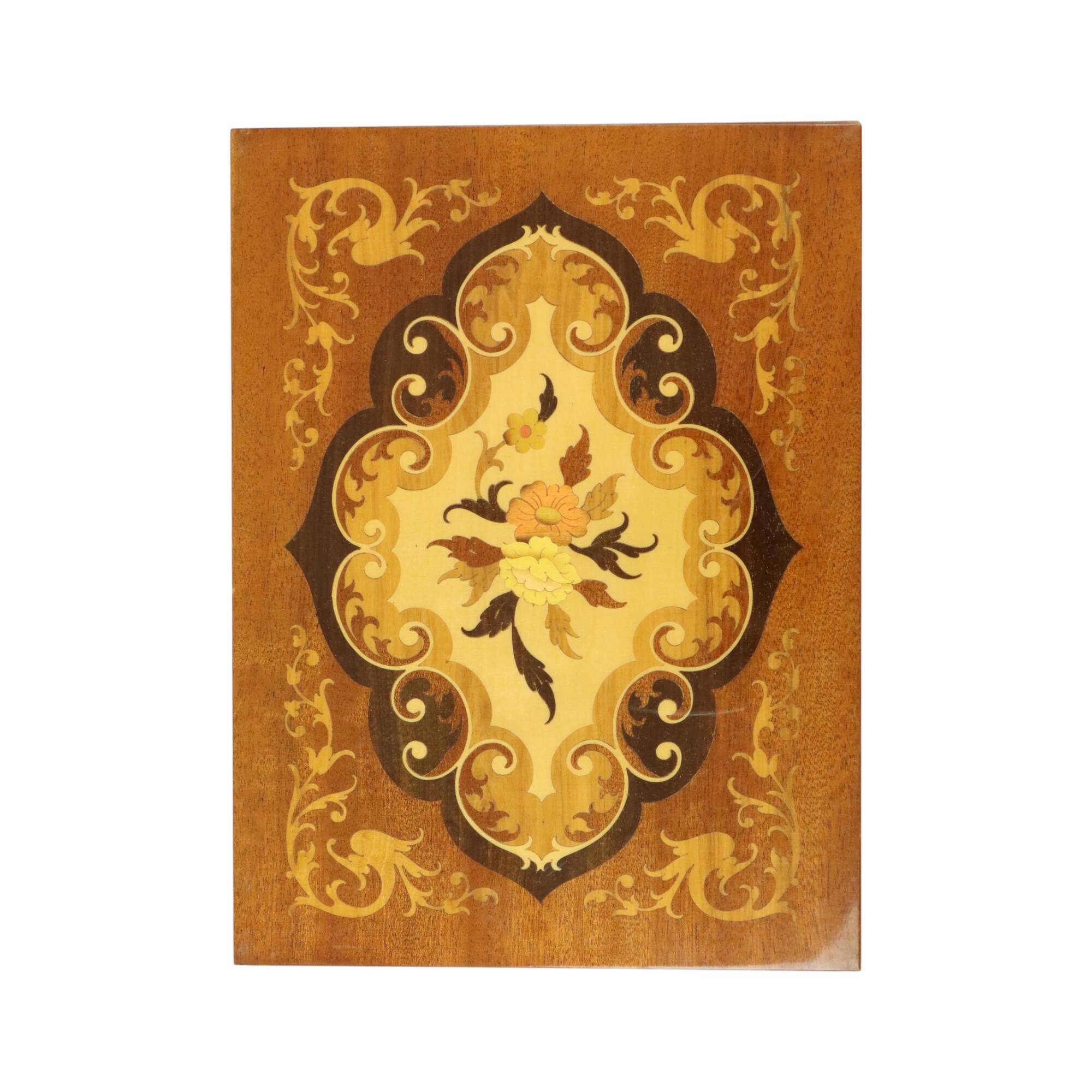 Italian Music Box Wooden Table Sorrento Sankyo