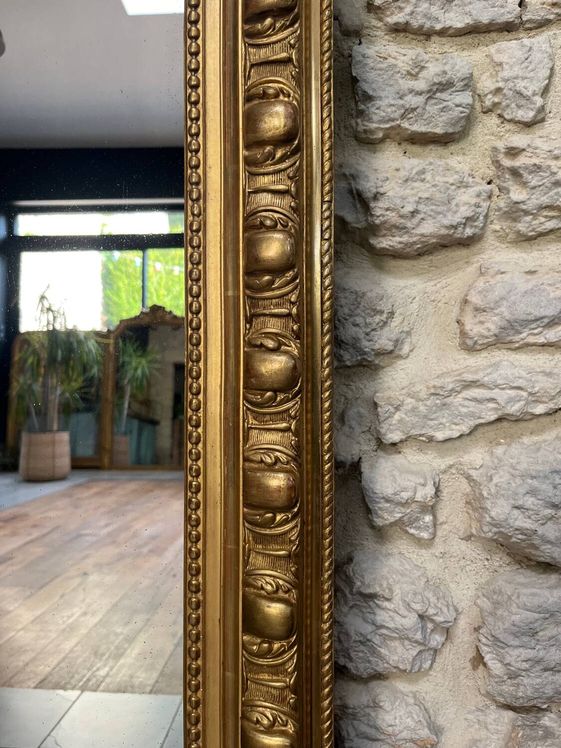 Antique mirror 133cm/96.5cm gilded with gold leaf