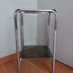 Console end table in chrome metal and smoked glass Space Age