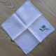 Vintage hand-embroidered linen napkin - Blue flower
