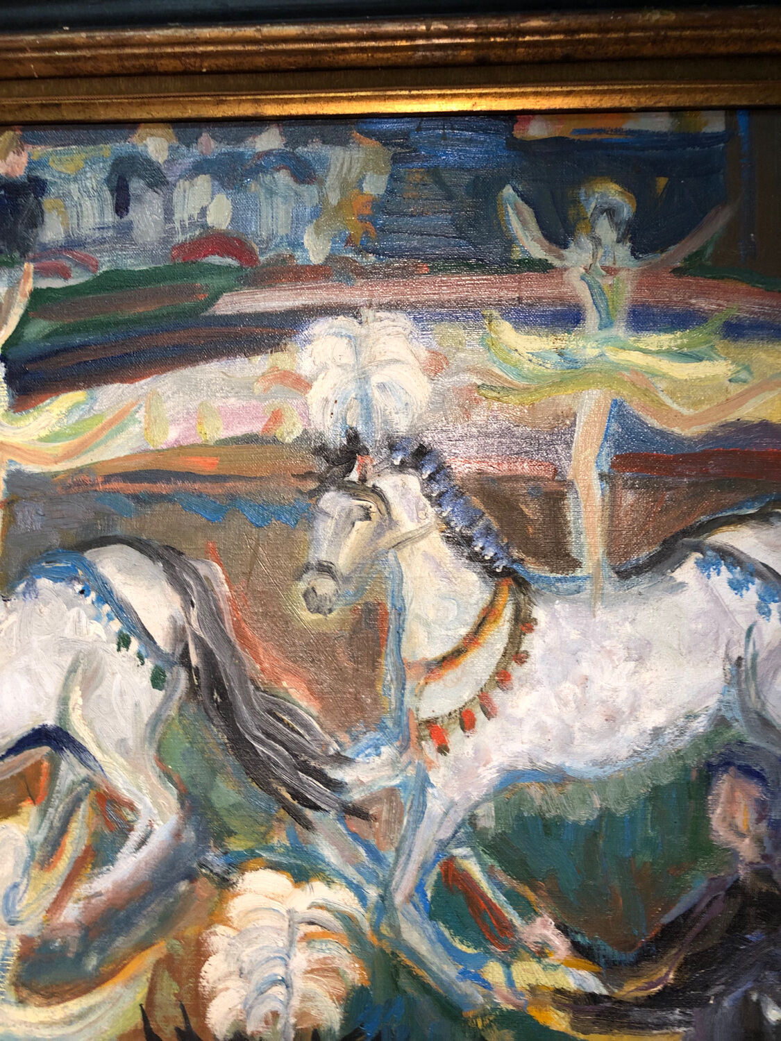 Painting Oil on Canvas Fauvism Circus Horse Dancer Circa 1960