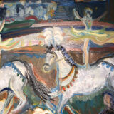 Painting Oil on Canvas Fauvism Circus Horse Dancer Circa 1960