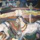 Painting Oil on Canvas Fauvism Circus Horse Dancer Circa 1960