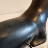 Lampe otarie noire irisée bleue en terre cuite