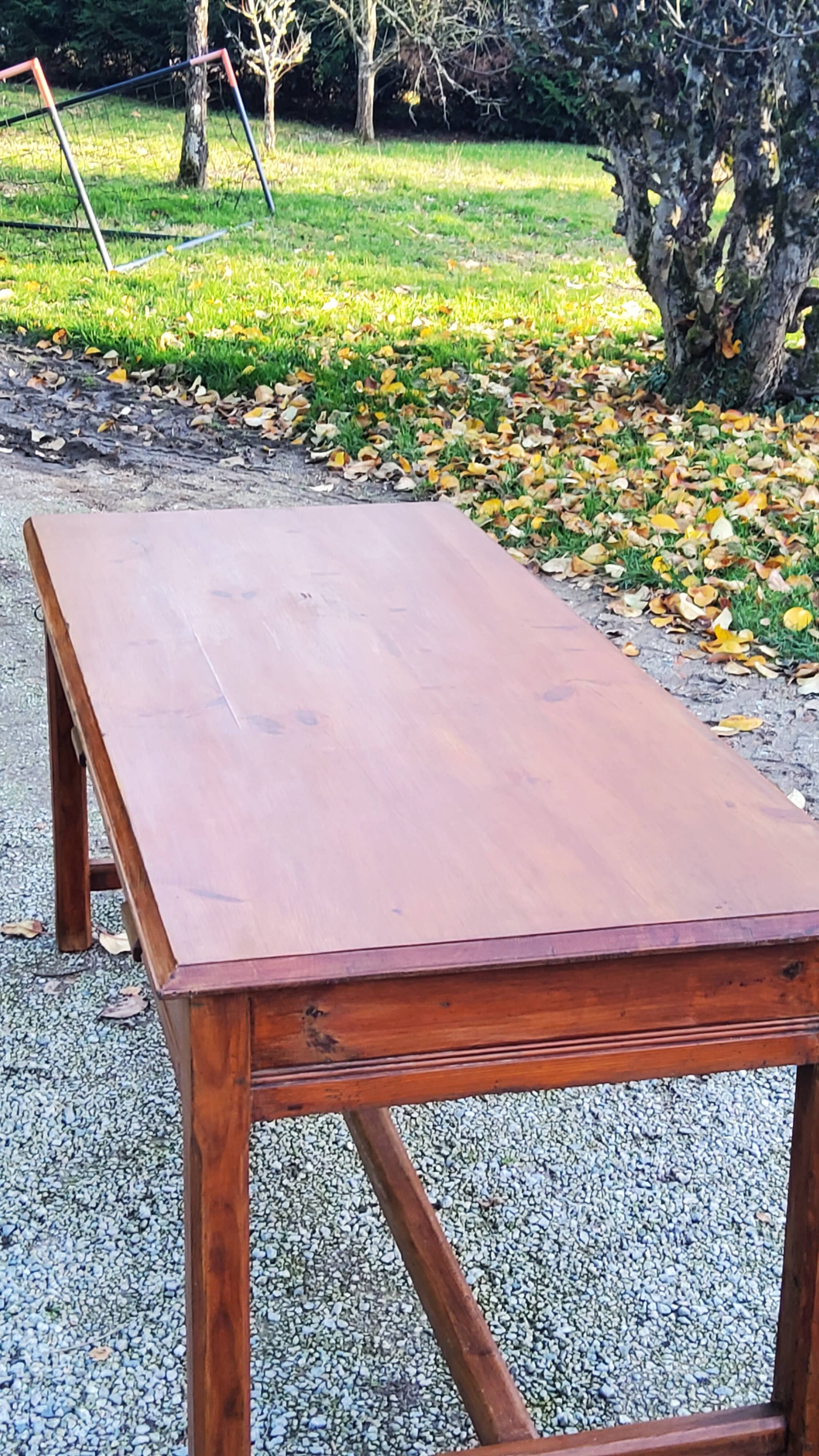 Farm table early 20th century 3 spacer drawers 180cm