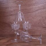 4 tulip-shaped white wine glasses Enghien 60's