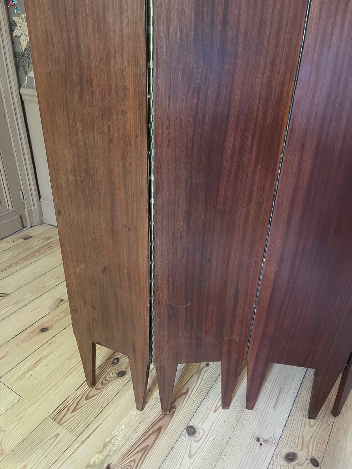 Paravent vintage plaqué teck