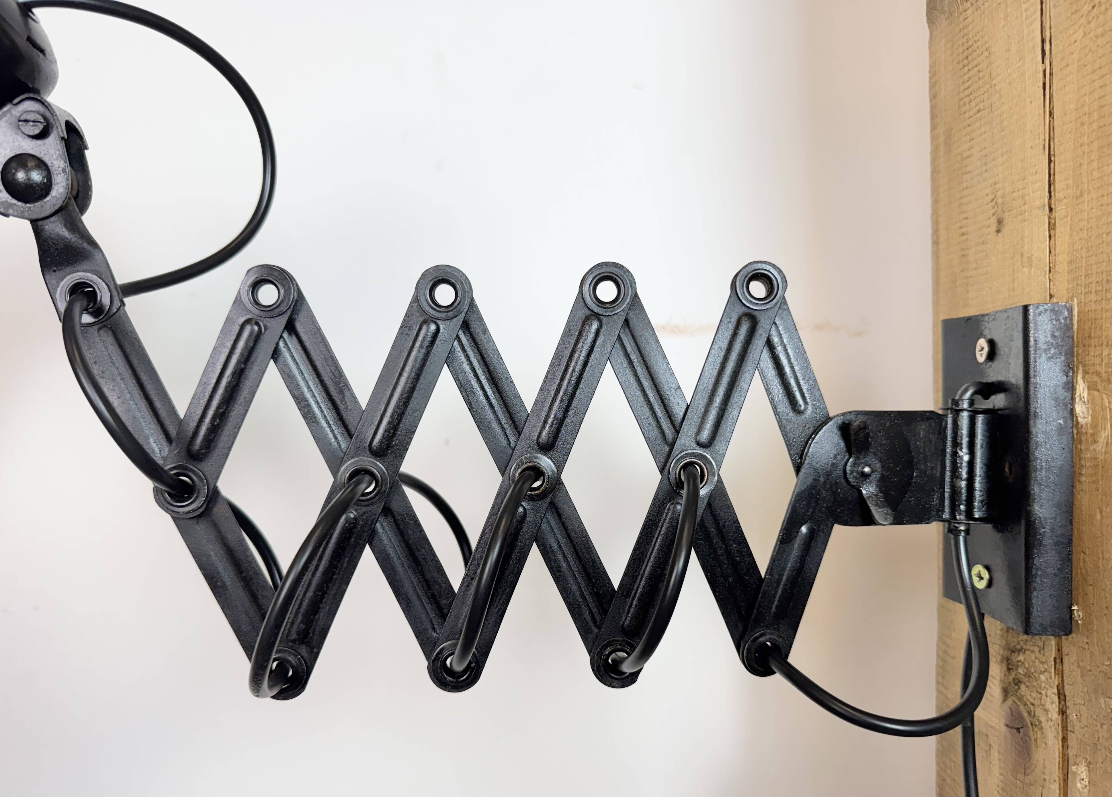 Industrial Black Scissor Wall Lamp, 1950s