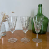 Set of three Reims crystal flutes 1950