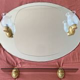 Bathroom mirror shelf and lamps