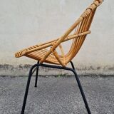 Vintage rattan shell armchair from the 60s