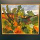 Swedish Oil on Canvas "Autumn Landscape" by Stig Hallblom, Vintage & Framed