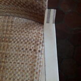 Two vintage braided straw armchairs