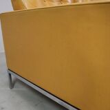 Florence Knoll two-seater sofa in mustard yellow leather, 1970