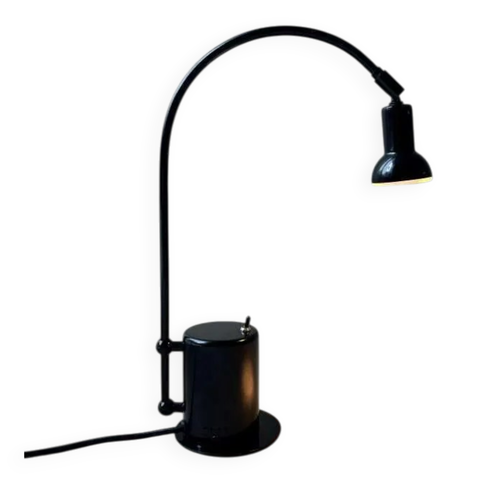 Minimalist Memphis design arc table lamp from the 80s.