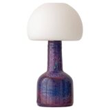 Mid-century modern table lamp by Jaap Ravelli, ceramic base and glass shade.