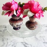 Two small Rochefort-en-Terre earthenware vases signed Leray, handmade.