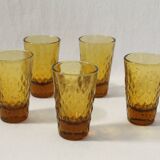 5 vintage amber glass shot glasses