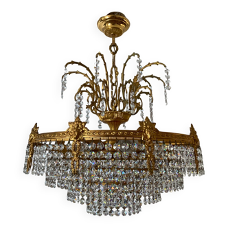 Bronze chandelier and cascade of crystal tassels