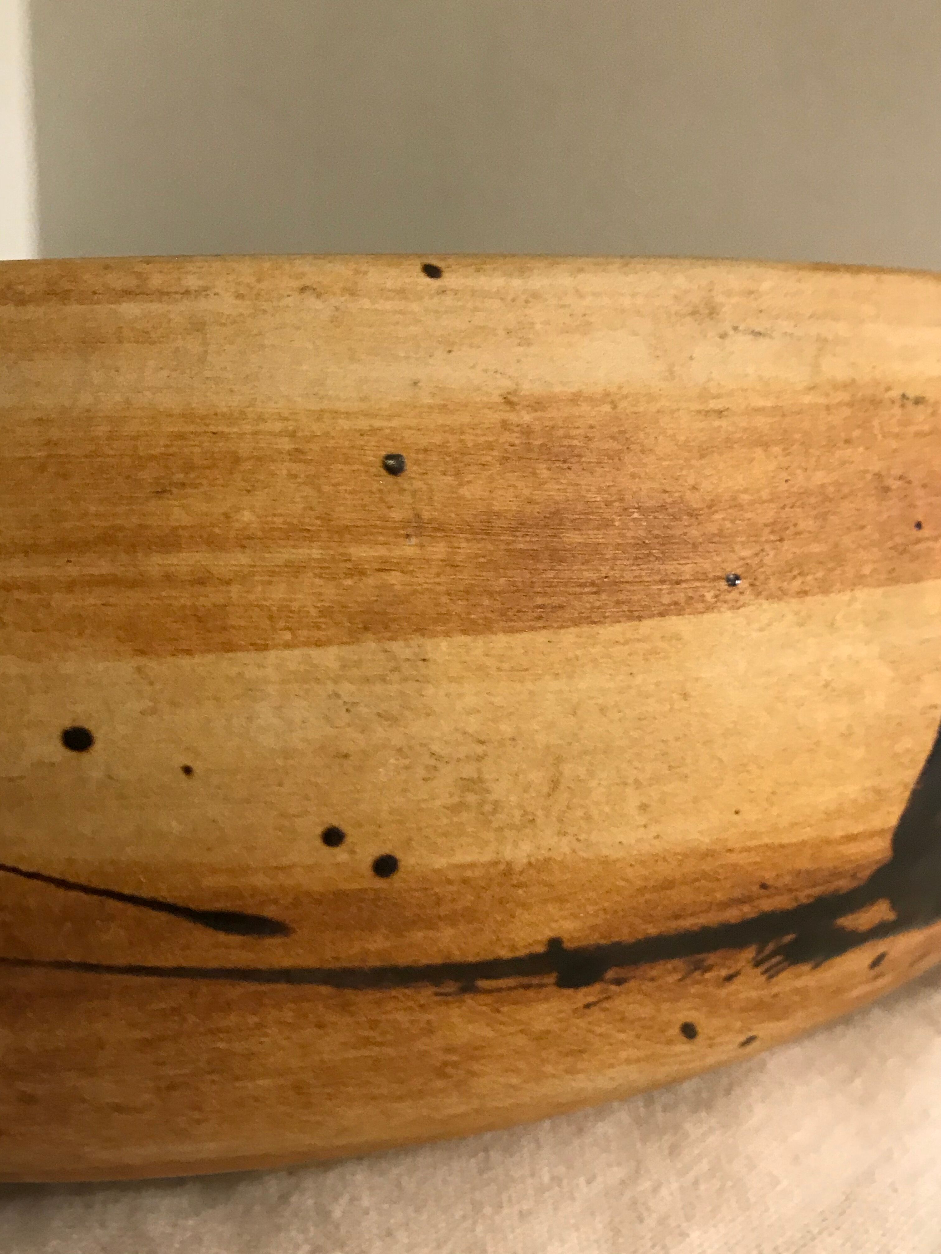 Saladier or serving dish in enamelled sandstone La Poterie de la Colombe