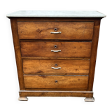 Antique 19th-century wooden chest of drawers with a marble top