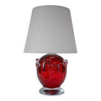 Lampe en Verre Cristal Rouge Vif par Börne Augustsson pour Åseda, Suède