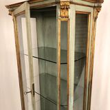 Vitrine en bois laqué bleu/vert, rechampi or, Italie XVIIIe-début XIXe