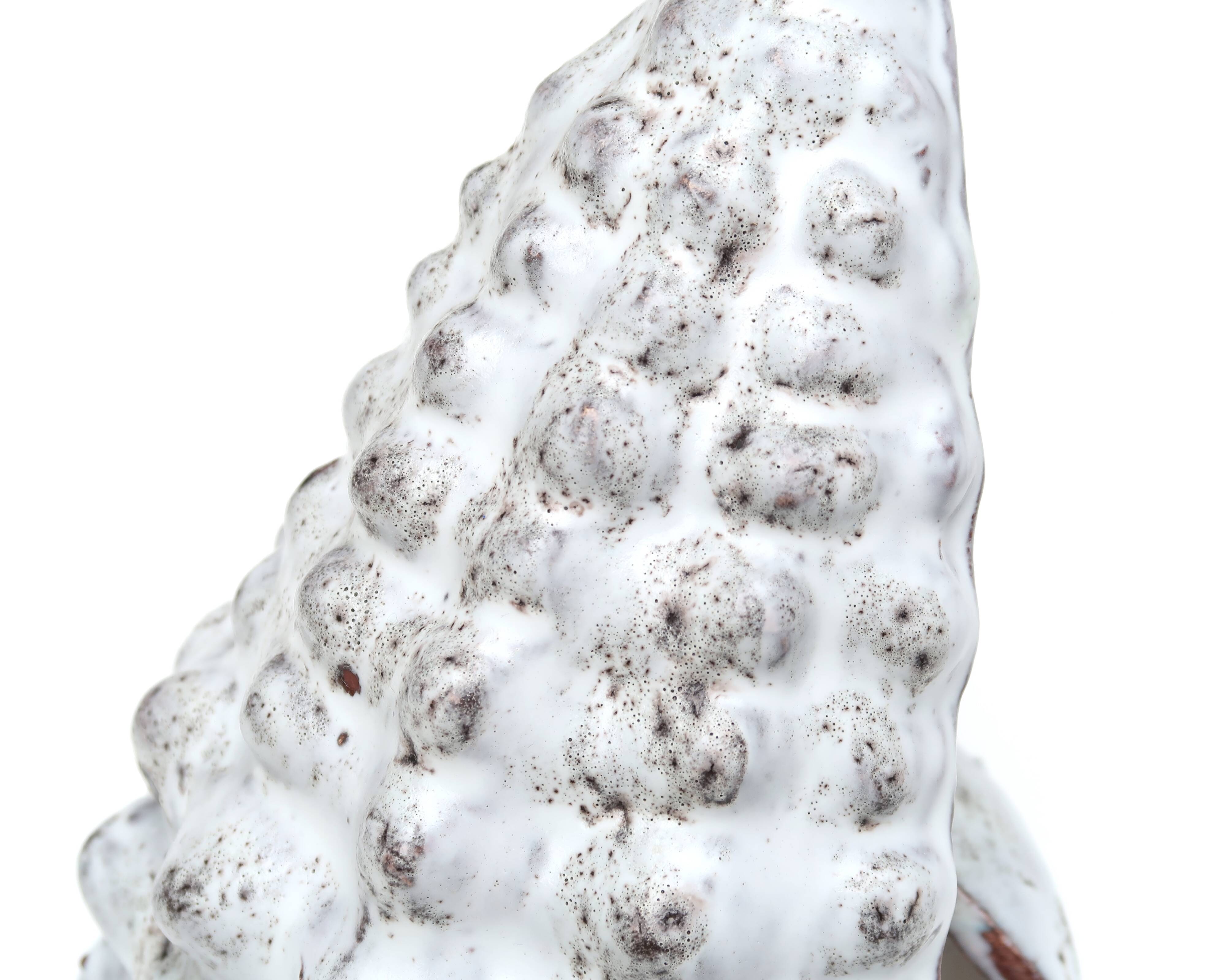 Grey ceramic shell wall lamp, Vallauris, 1960s