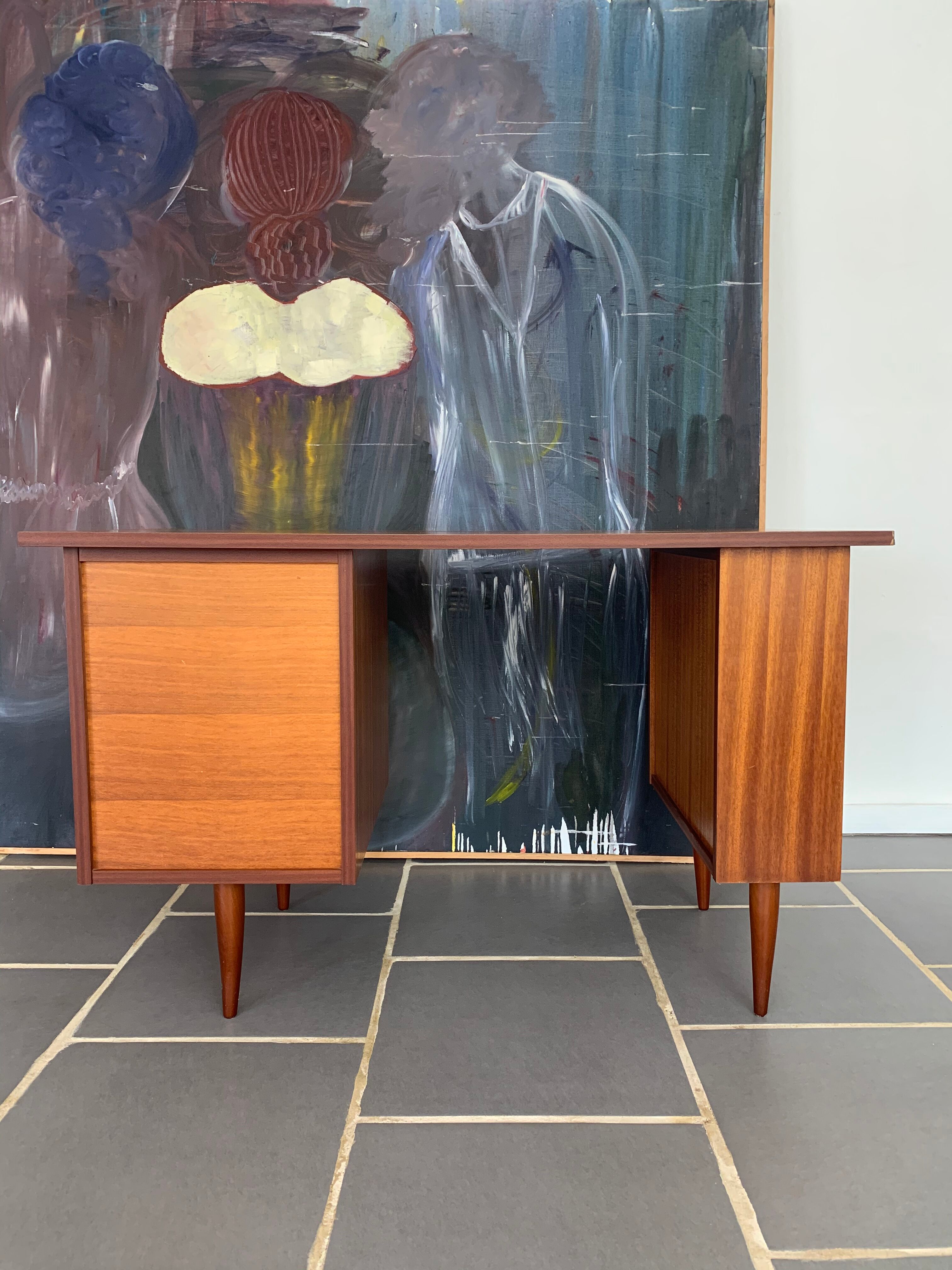 Vintage teak veneer desk 1950