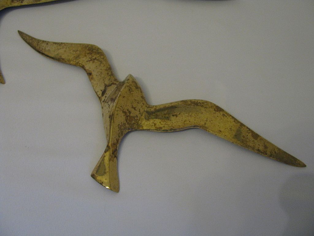 Ensemble de décoration murale 3 x mouette hirondelle oiseau laiton 80 / 90 s