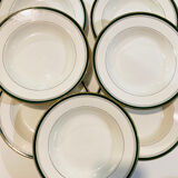 X7 assiettes à soupe en faïence liseret vert-Digoin Sarreguemines -rétro-vintage