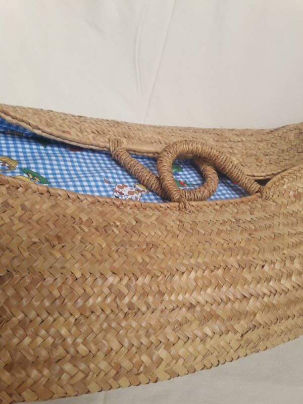 Couffin berceau bébé paille osier vintage