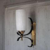 Vintage brass and iron wall light from the 1960s, Arlus.