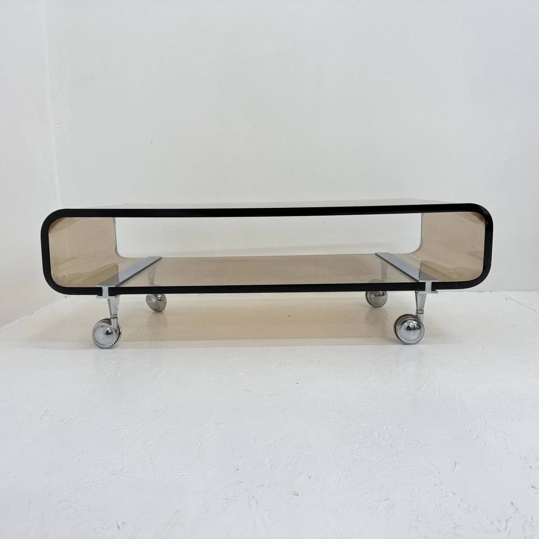 Mid-century plexiglas design coffee table by Michel Dumas for Roche Bobois, 1972