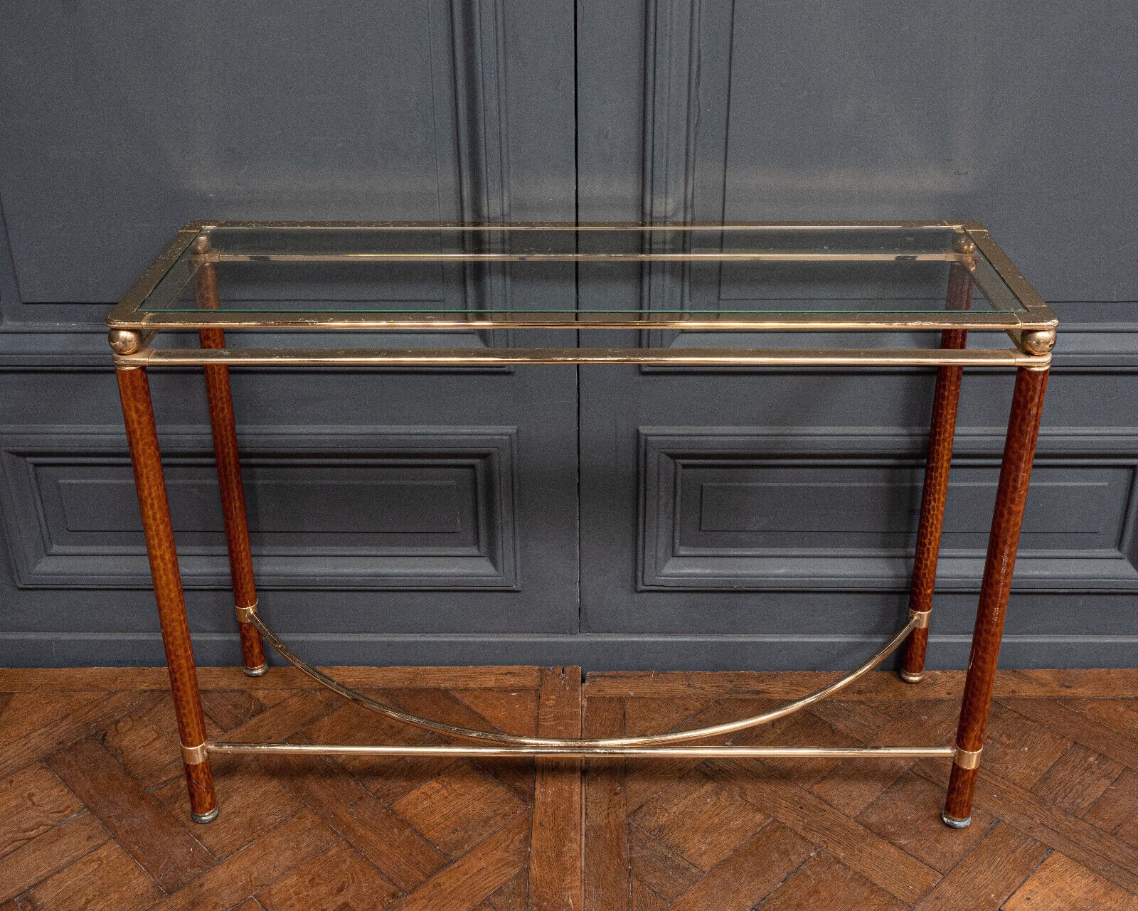 Console Lancel 4 feet 1 tray marbled columns gilded metal