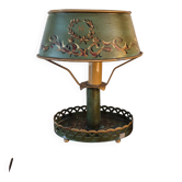 Lampe bouillotte en métal  , style Empire , abat-jour métal vert